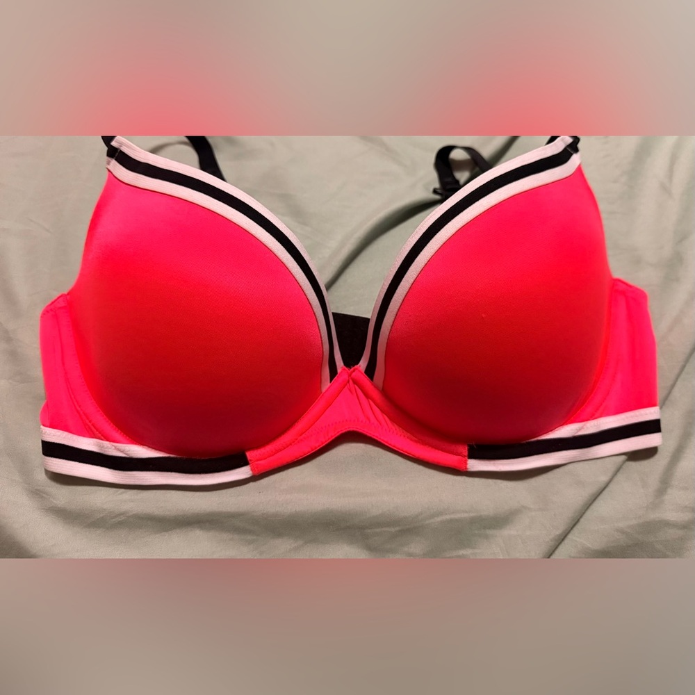 NWOT Vibrant fluorescent pinky orange Women's Bra 34DD push up